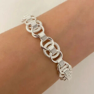 925 Sterling Silver Chunky Chain Link Bracelet Silver Toggle Statement Bracelet